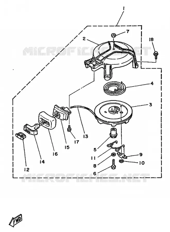 KICKSTART PEDALEN Yamaha OUTBOARD ENGINES 4hp (2.9kW) 1988 4  4AS