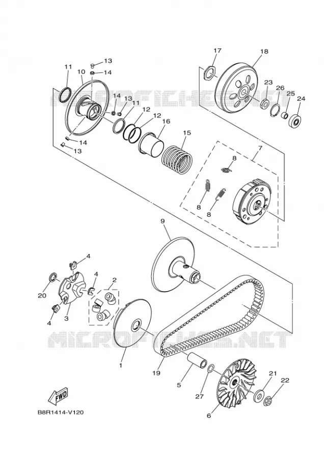STARTMOTOR KOPPELINGS Yamaha SCOOTER 125 2025 XMAX  YP125R-DA