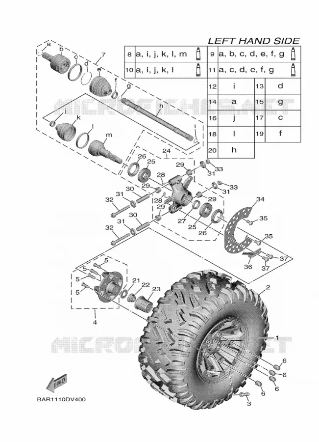 ACHTERWIEL Yamaha SIDE BY SIDE 850 2025 WOLVERINE  YXF850ES / YX85FSS