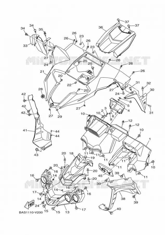 VOORSPATBORD Yamaha SIDE BY SIDE 1000 2025 YXZ  YXZ1000ET