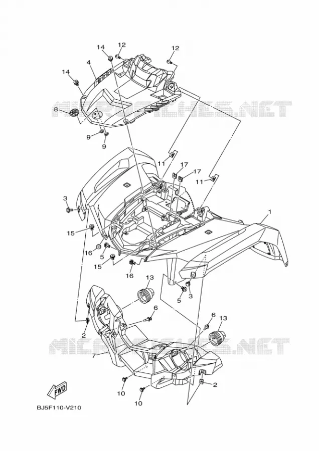 VOORSPATBORD Yamaha QUAD 450 2025 KODIAK  YFM450FWB