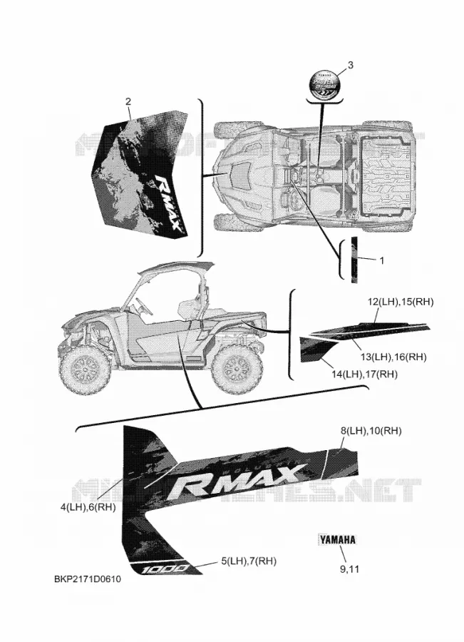 STICKER Yamaha SIDE BY SIDE 1000 2025 WOLVERINE  YXE1000EWS / YX10ERSS