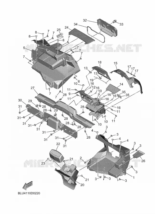 VOORSPATBORD 1 Yamaha SIDE BY SIDE 1000 2025 WOLVERINE  YXE1000EWS / YX10ERLS