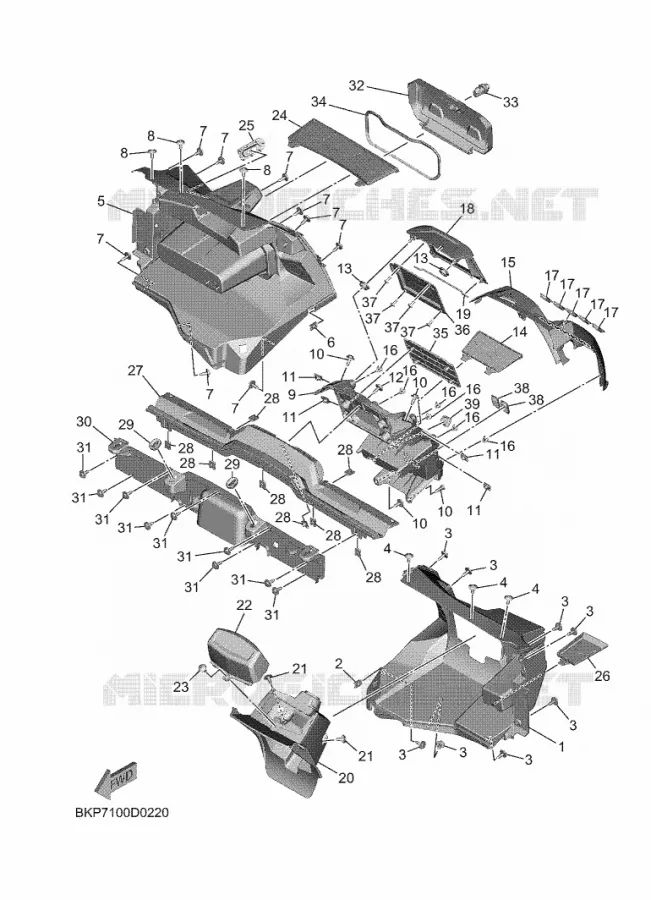VOORSPATBORD 1 Yamaha SIDE BY SIDE 1000 2025 WOLVERINE  YXE1000EWS / YX10ERSS