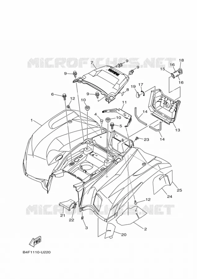 ACHTERSPATBORD  Yamaha QUAD 700 2025 GRIZZLY  YFM700FWAD