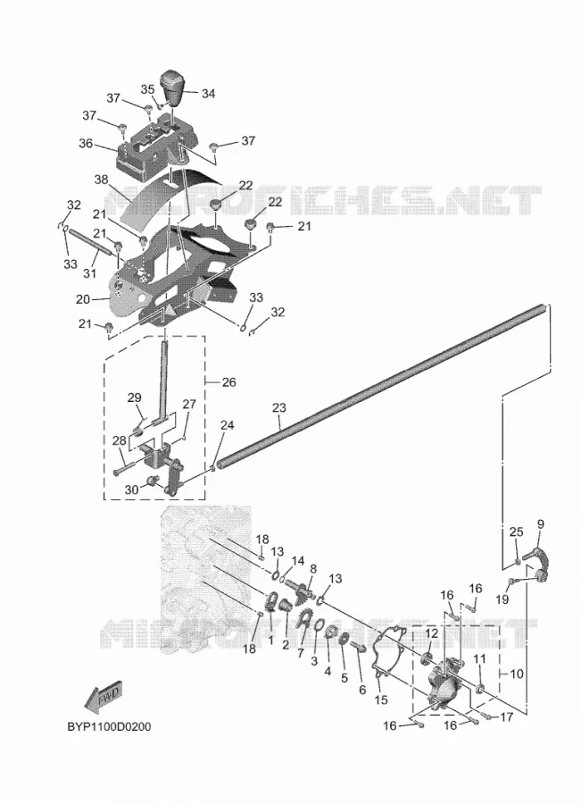 SCHAKEL STANG / PEDAAL Yamaha SIDE BY SIDE 1000 2025 WOLVERINE  YXF1000ELS