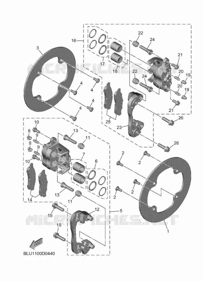 REMKLAUW ACHTER Yamaha SIDE BY SIDE 1000 2025 WOLVERINE  YXF1000EWS