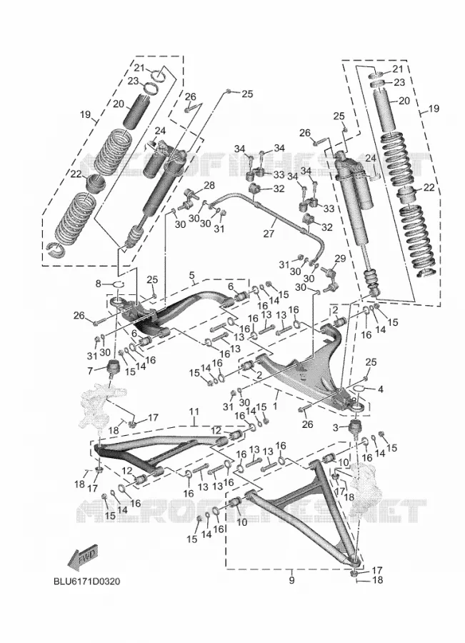 OPHANGING / WIEL VOOR Yamaha SIDE BY SIDE 1000 2025 WOLVERINE  YXF1000EWS