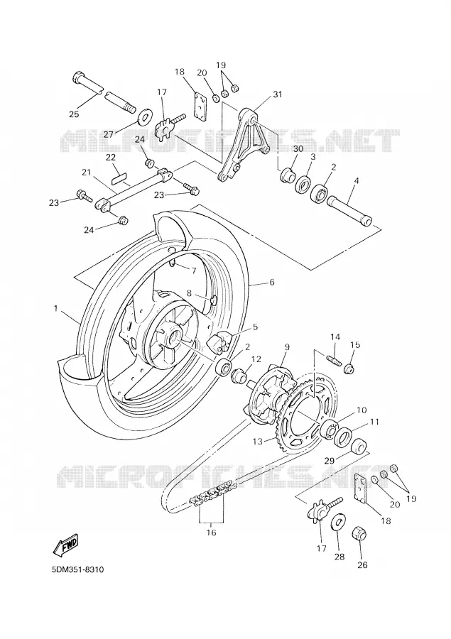 ACHTERWIEL Yamaha MOTO 600 2001 FAZER  FZS600