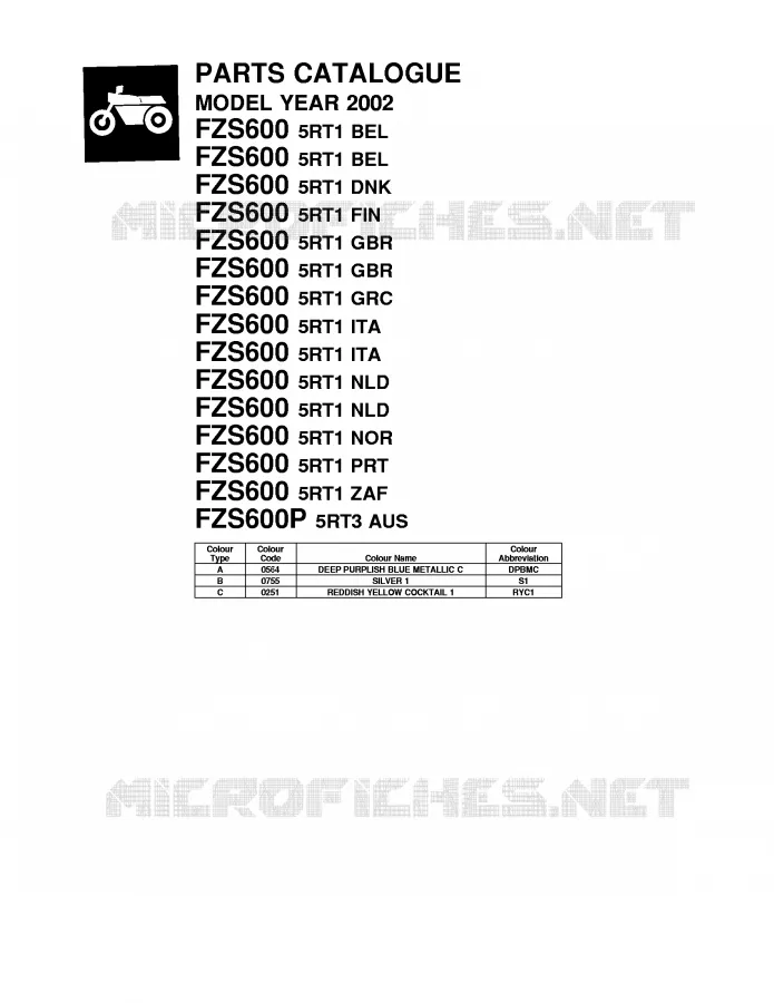 * CATALOG PREFACE * Yamaha MOTO 600 2002 FAZER  FZS600