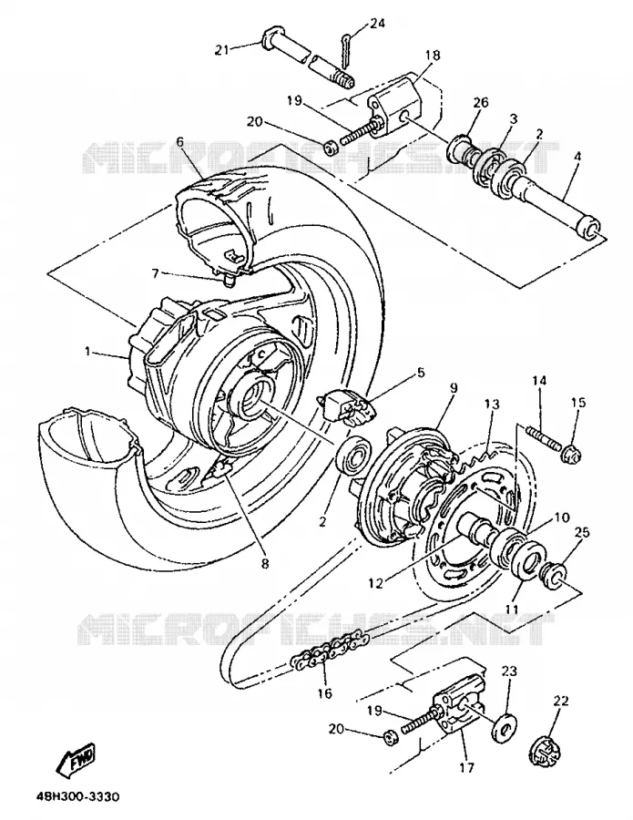 ACHTERWIEL Yamaha MOTO 1000 1994 GTS  GTS1000