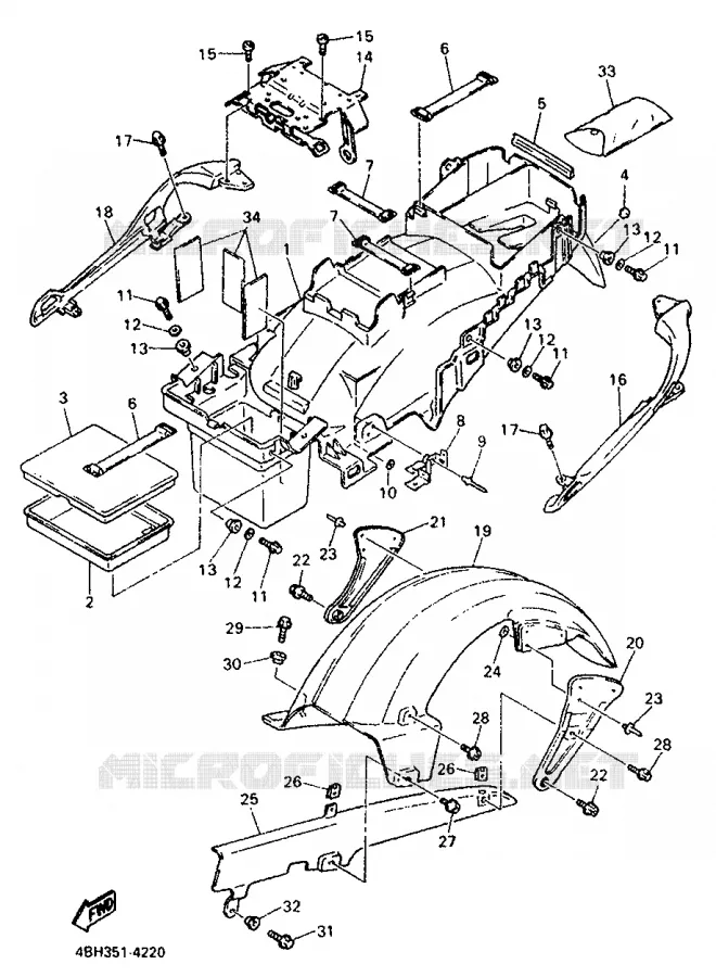ACHTERSPATBORD  Yamaha MOTO 1000 1994 GTS  GTS1000