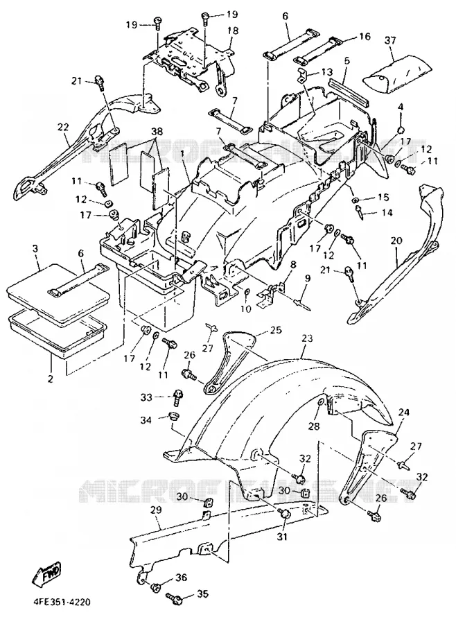 ACHTERSPATBORD  Yamaha MOTO 1000 1994 GTS ABS  GTS1000A