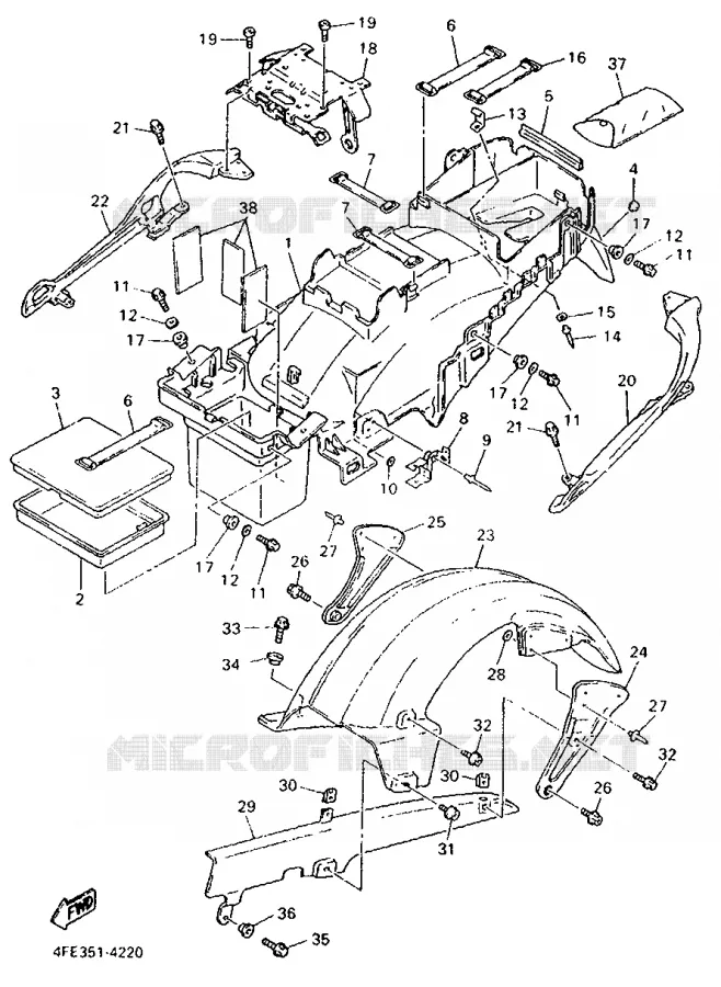 ACHTERSPATBORD  Yamaha MOTO 1000 1994 GTS ABS  GTS1000A