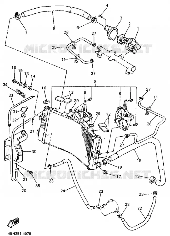RADIATEUR / SLANG Yamaha MOTO 1000 1998 GTS ABS  GTS1000A
