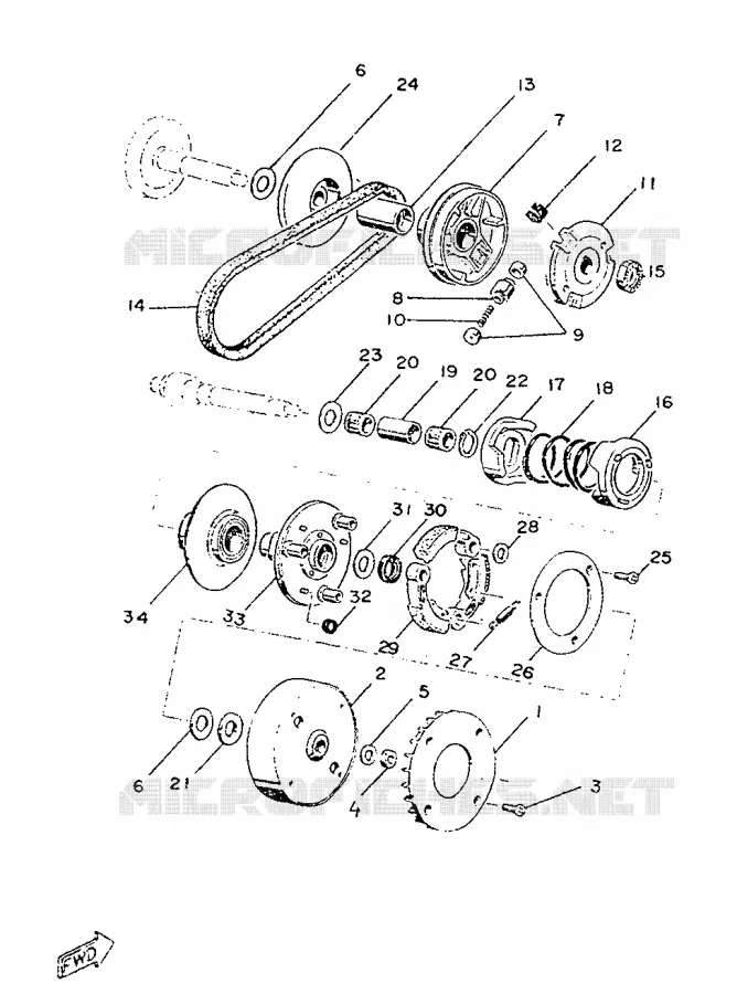 STARTMOTOR KOPPELINGS Yamaha SCOOTER 50 1986 Autres modeles  ME50