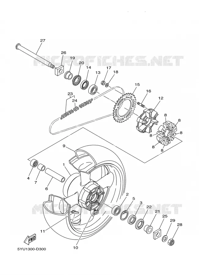 ACHTERWIEL Yamaha MOTO 1700 2006 MT01  MT01