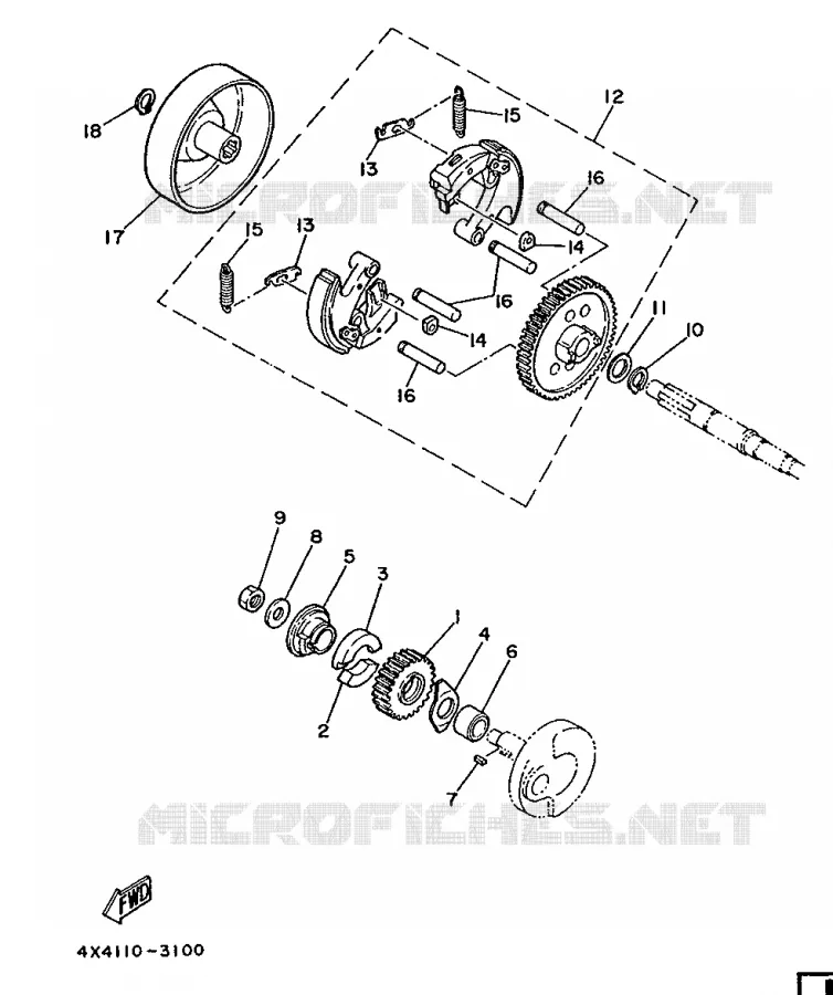 STARTMOTOR KOPPELINGS Yamaha MOTO 50 1988 PW  PW50