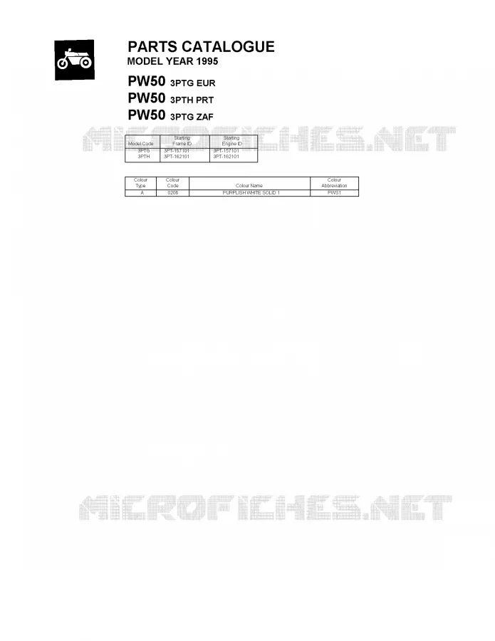 * CATALOG PREFACE * Yamaha MOTO 50 1995 PW  PW50