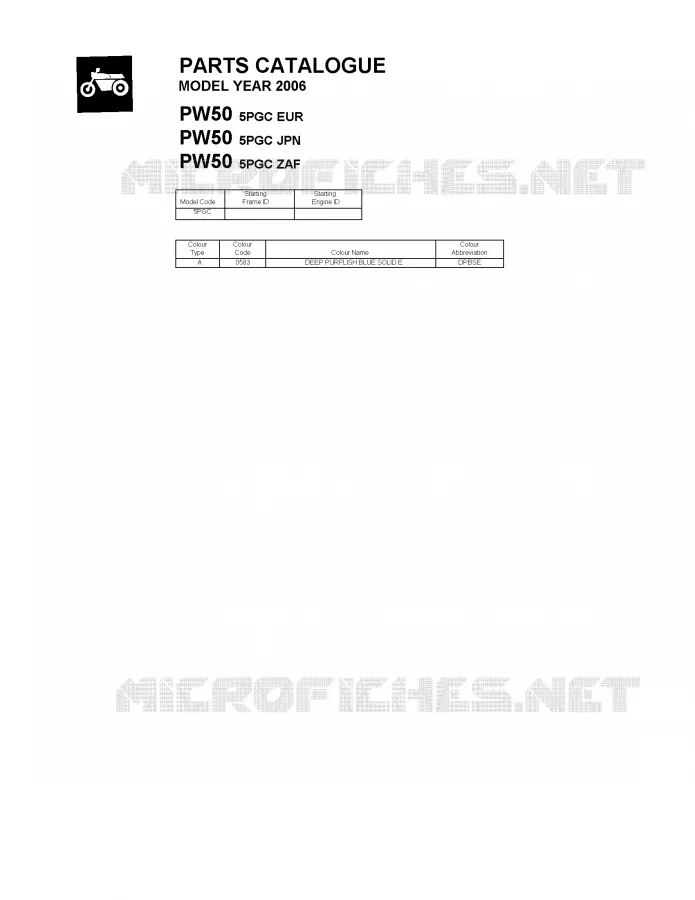 * CATALOG PREFACE * Yamaha MOTO 50 2006 PW  PW50