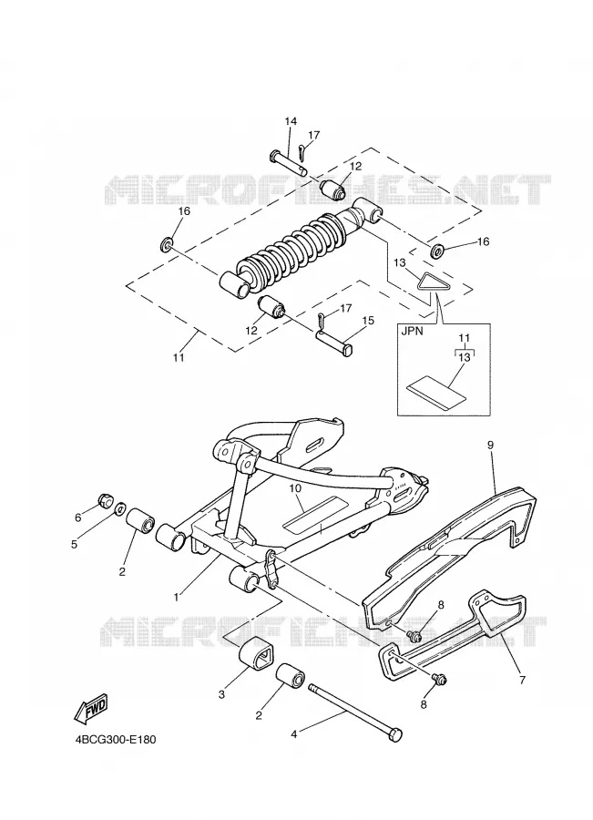 ACHTERBRUG / SCHOKBREKER Yamaha MOTO 80 2007 PW  PW80W