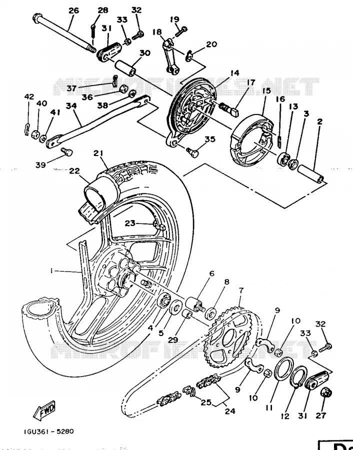 ACHTERWIEL Yamaha MOTO 125 1986 RDLC  RD125LC