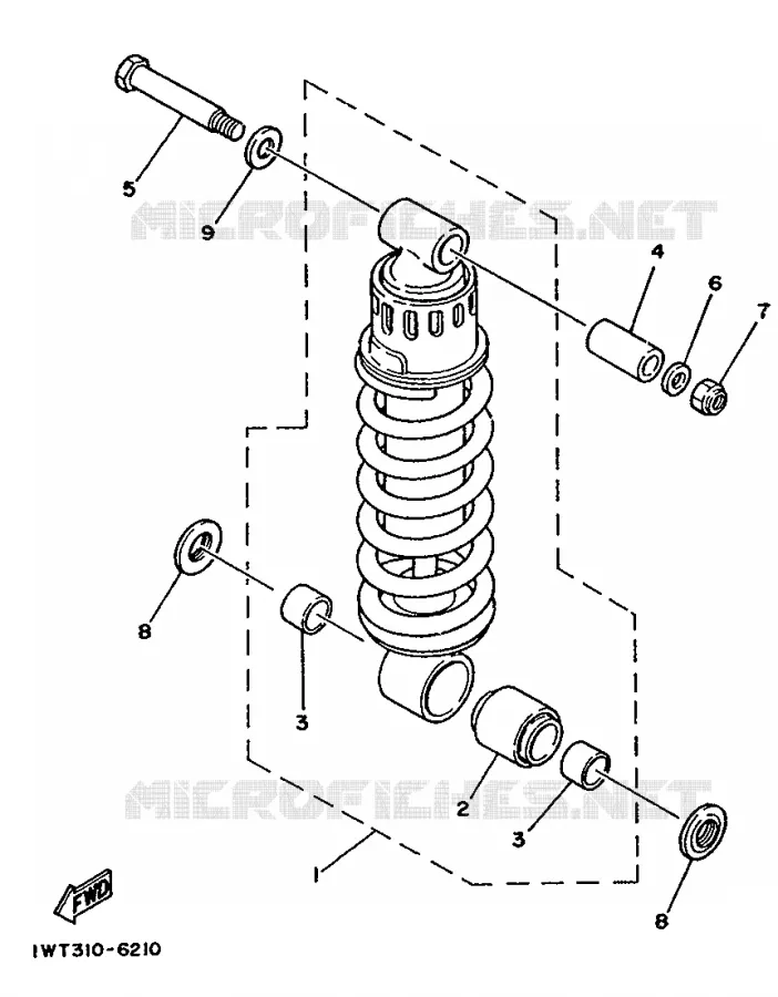 ACHTER SCHOKBREKER Yamaha MOTO 350 1991 RDLC  RD350LC