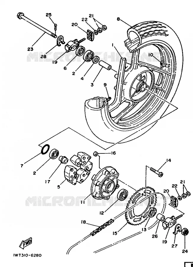ACHTERWIEL Yamaha MOTO 350 1988 RDLC  RD350LCF