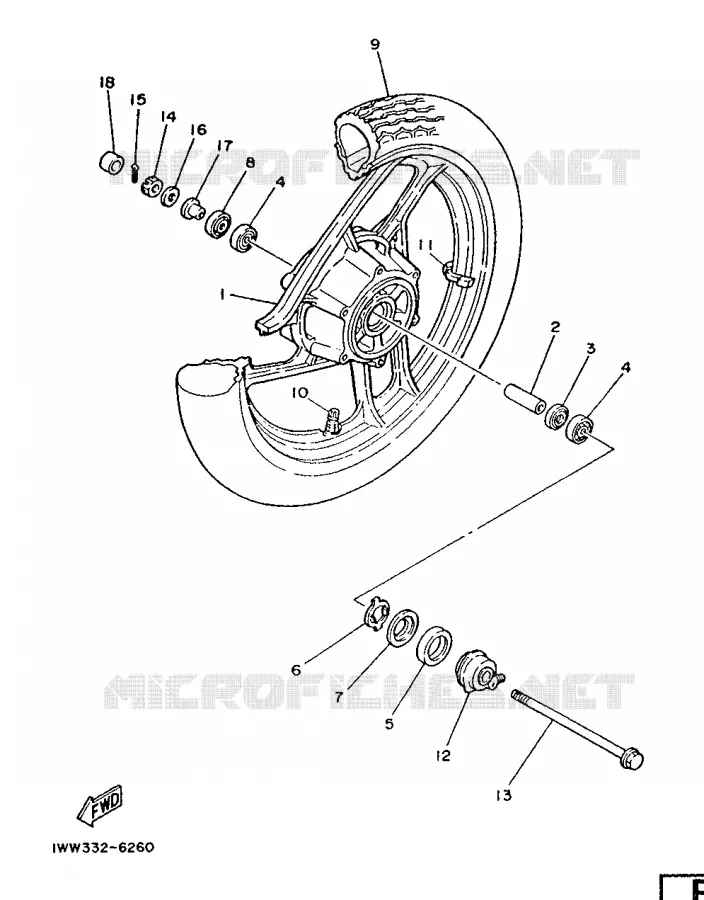 VOORWIEL Yamaha MOTO 350 1988 RDLC  RD350LCF (20KW)