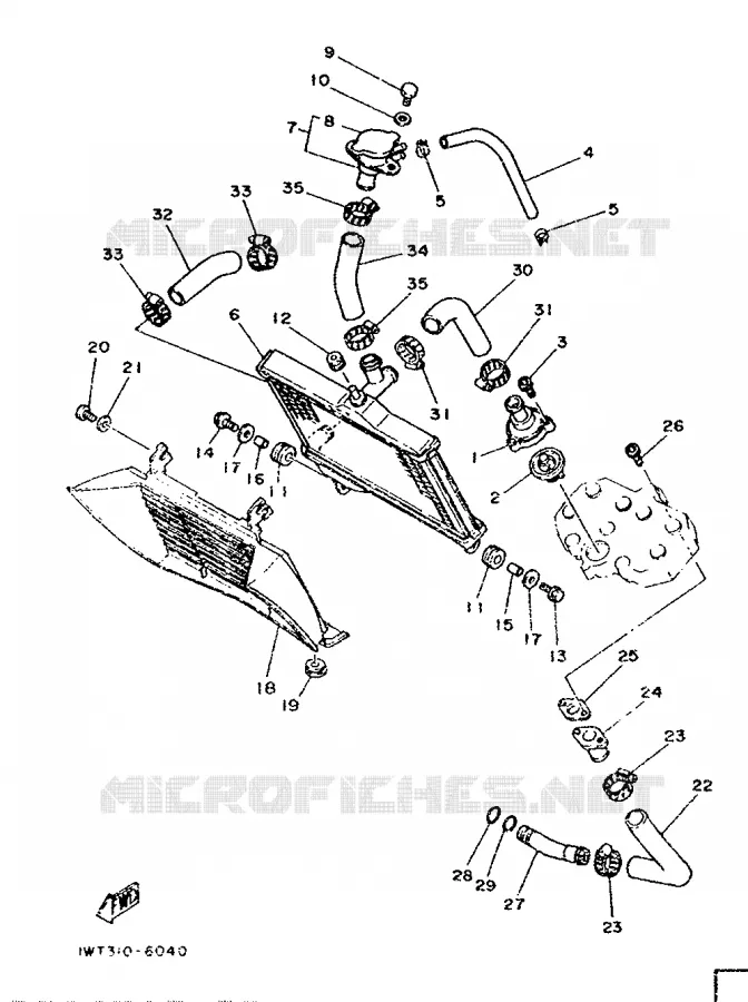 RADIATEUR / SLANG Yamaha MOTO 350 1986 RDLC  RD350LCF(20KW)