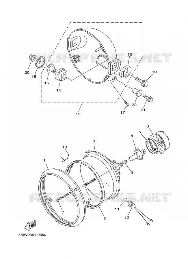 KOPLAMP Yamaha MOTO 125 2000 SR  SR125