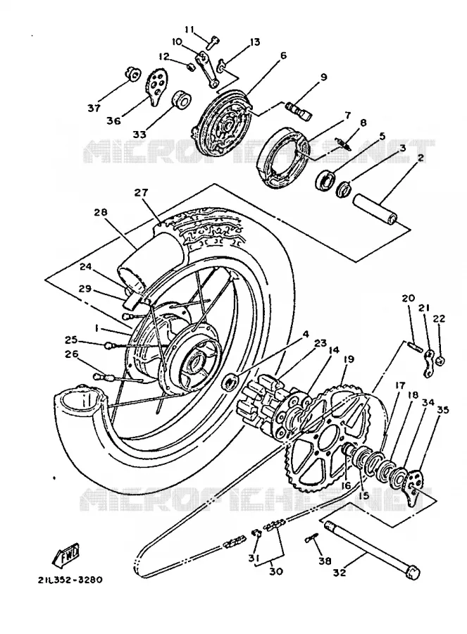 ACHTERWIEL Yamaha MOTO 250 1990 SR  SR250SP