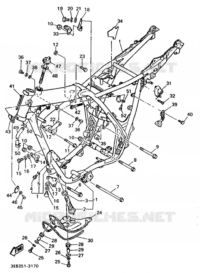 FRAME Yamaha MOTO 500 1993 SR  SR500