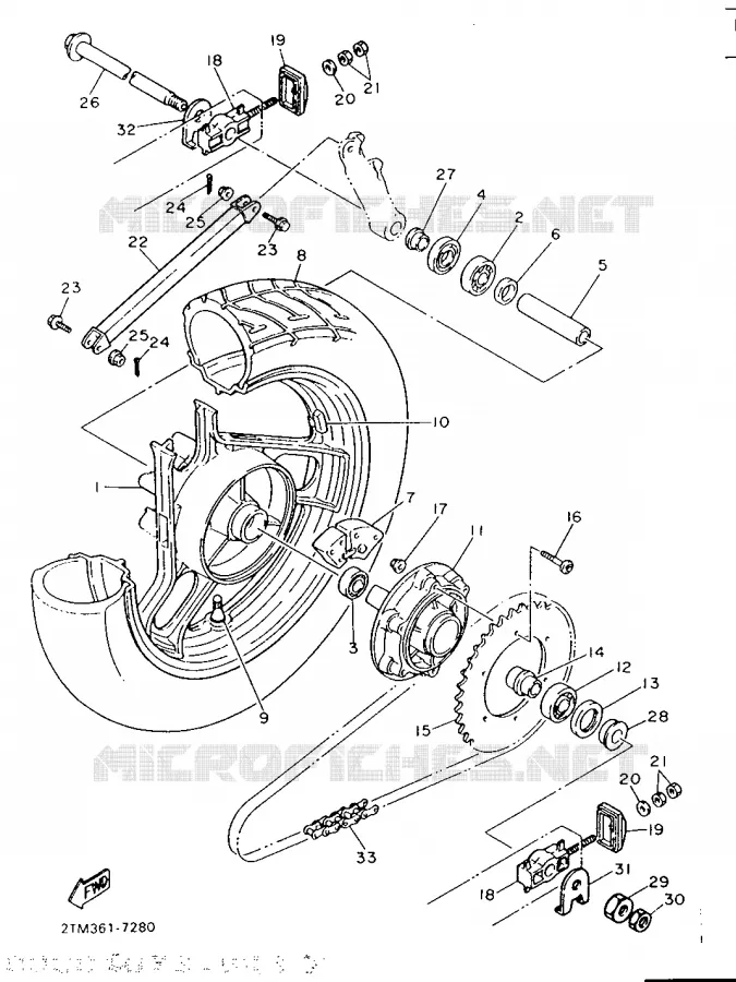 ACHTERWIEL Yamaha MOTO 600 1987 SRX  SRX600