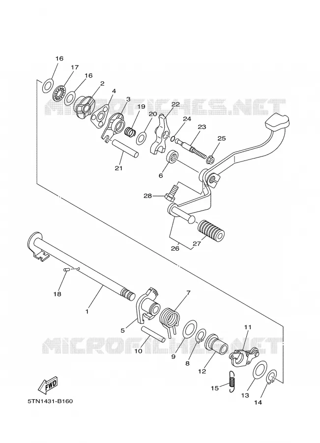 SCHAKEL STANG / PEDAAL Yamaha SCOOTER 110 2004 CRYPTON  T110