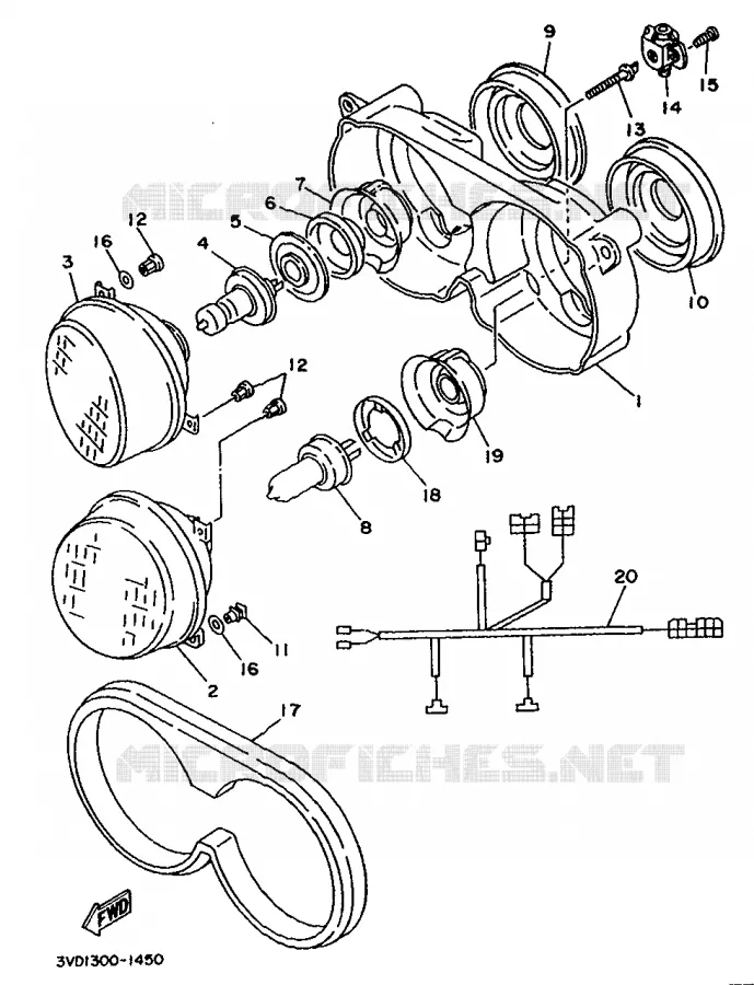 ALTERNATIEF KOPLAMP - FOR BELGIUM / PORTUGAL / SWEDEN Yamaha MOTO 850 1992 TDM  TDM850