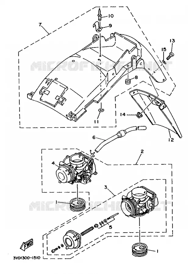 ALTERNATIEF CARBURATEUR  / SPATBORD Yamaha MOTO 850 1993 TDM  TDM850