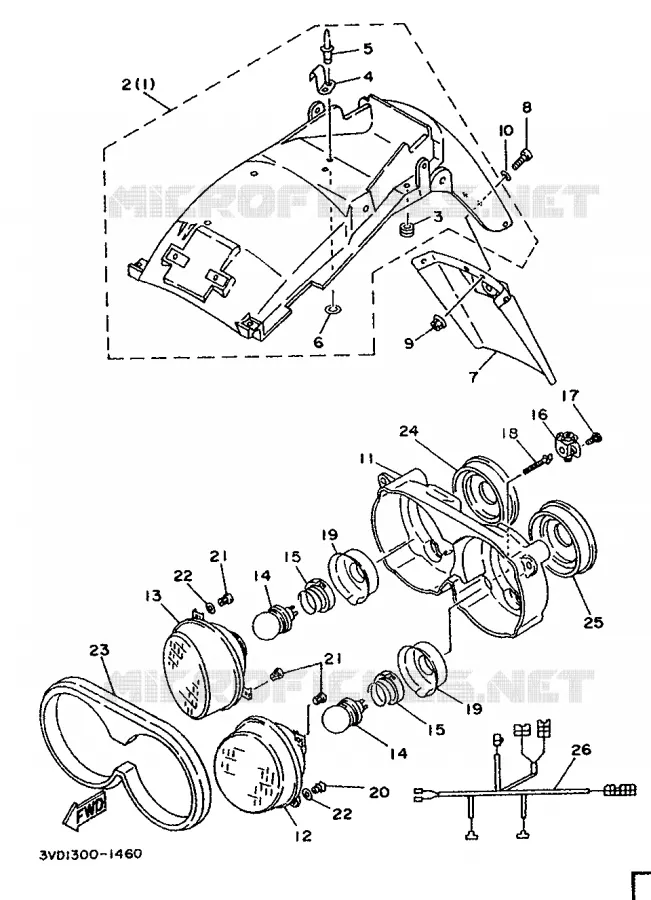 ALTERNATIEF SPATBORD / KOPLAMP Yamaha MOTO 850 1993 TDM  TDM850