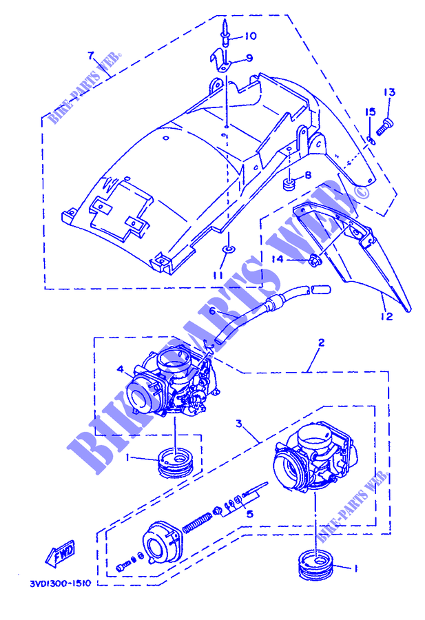 ALTERNATIEF CARBURATEUR  / SPATBORD voor Yamaha TDM850 1995