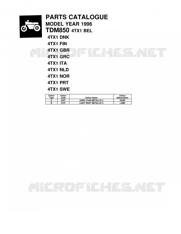 * CATALOG PREFACE * Yamaha MOTO 850 1996 TDM  TDM850