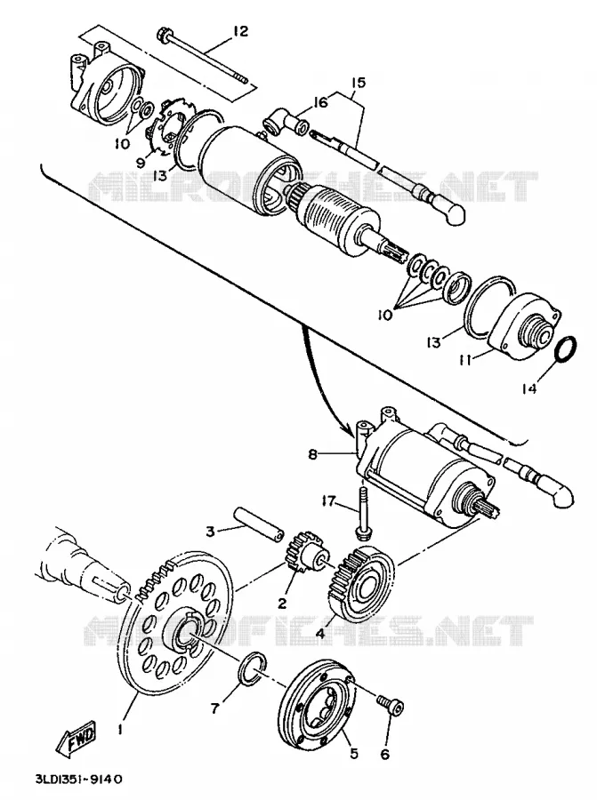 STARTMOTOR KOPPELINGS Yamaha MOTO 850 1996 TDM  TDM850