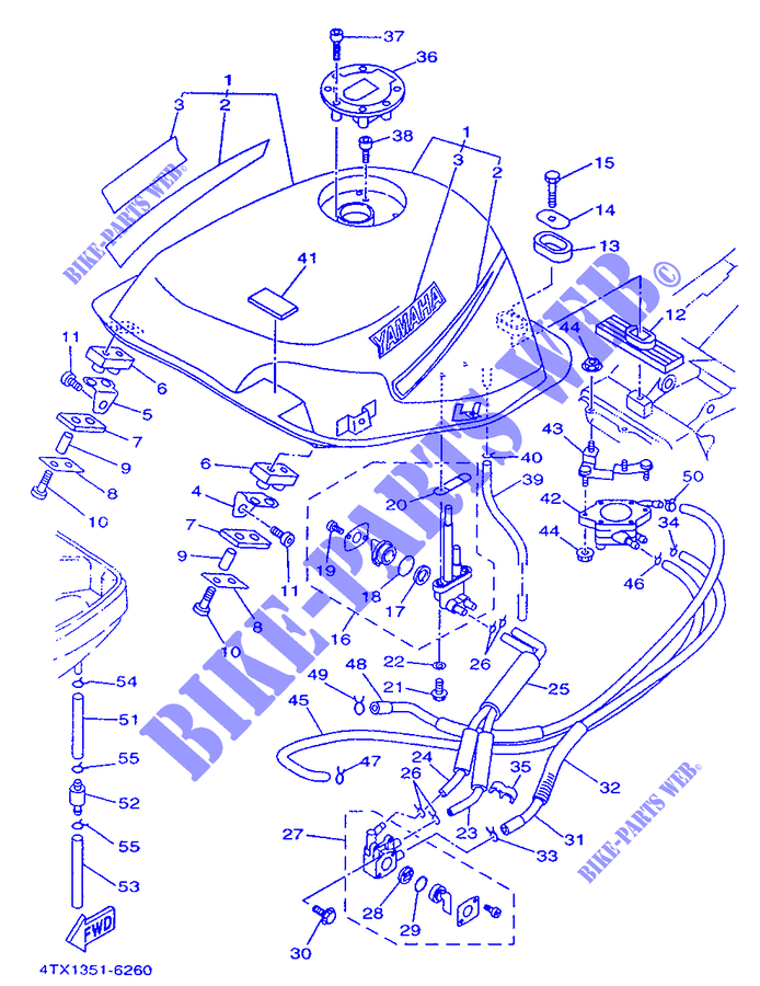 BENZINE TANK voor Yamaha TDM850 1996