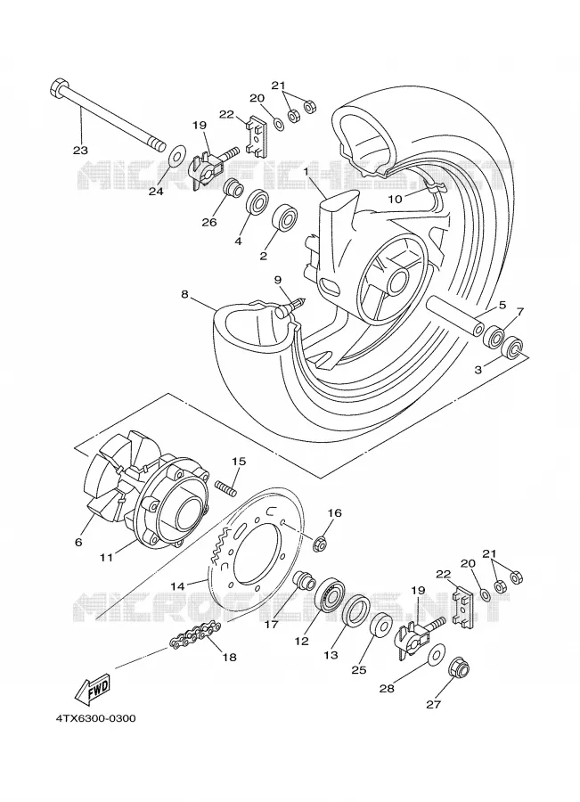 ACHTERWIEL Yamaha MOTO 850 2000 TDM  TDM850