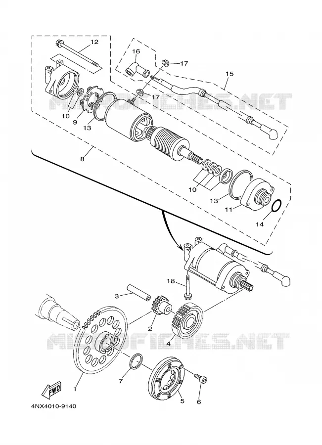 STARTMOTOR KOPPELINGS Yamaha MOTO 850 2001 TDM  TDM850