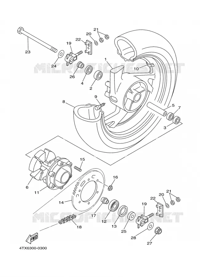 ACHTERWIEL Yamaha MOTO 850 2001 TDM  TDM850