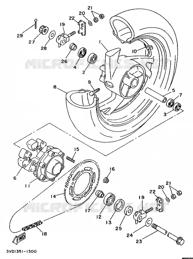 ACHTERWIEL Yamaha MOTO 850 1993 TDM  TDM850E