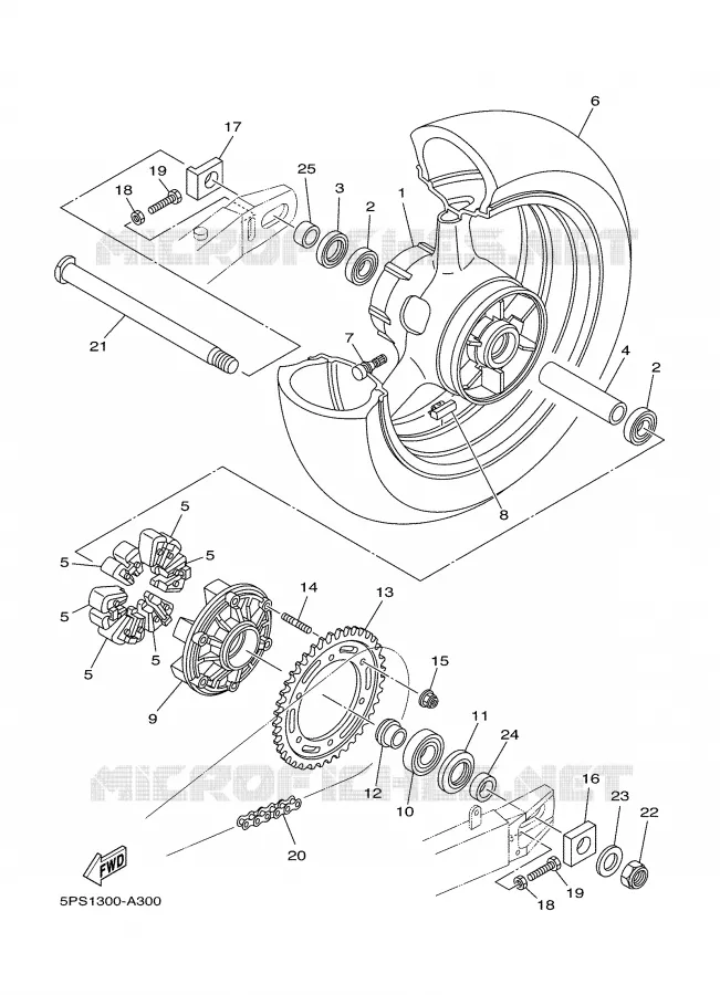 ACHTERWIEL Yamaha MOTO 900 2008 TDM  TDM900