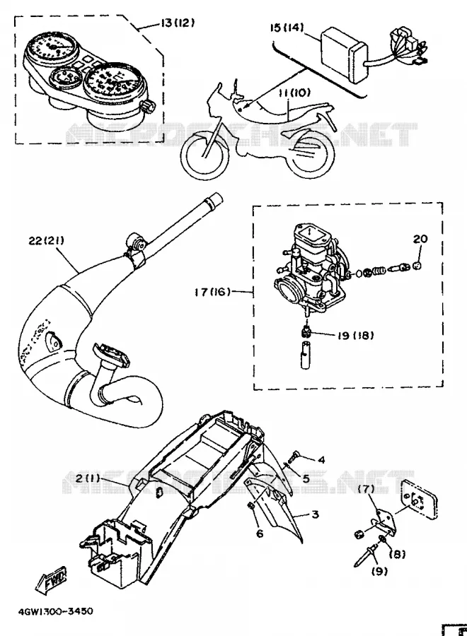 OPTIONELE ONDERDELEN - CHASSIS - FOR AUSTRIA Yamaha MOTO 125 1994 TDR  TDR125
