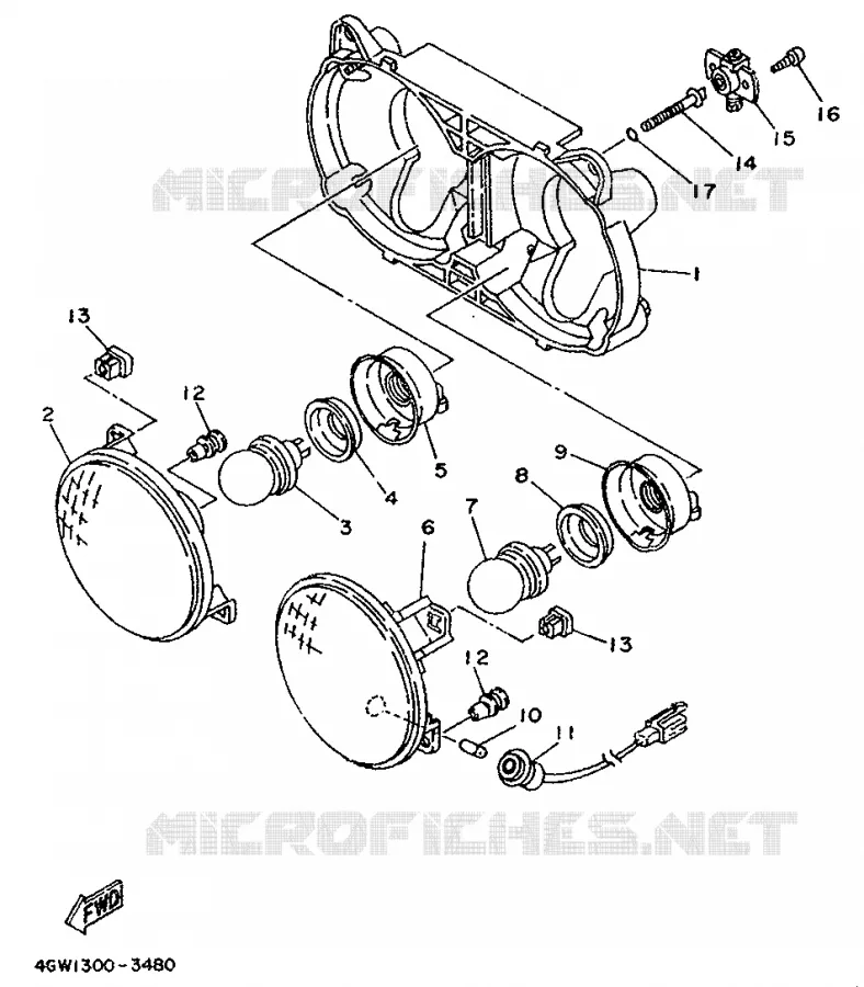 ALTERNATIEF KOPLAMP - FOR AUSTRIA Yamaha MOTO 125 1996 TDR  TDR125