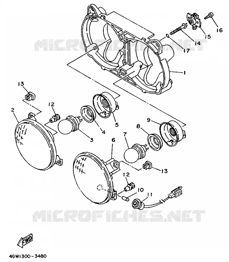 ALTERNATIEF KOPLAMP - FOR FINLAND Yamaha MOTO 125 1996 TDR  TDR125